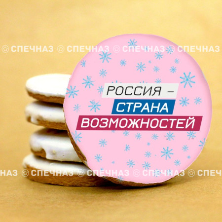 Печенье брендированное "Лидеры России"65мм 60
