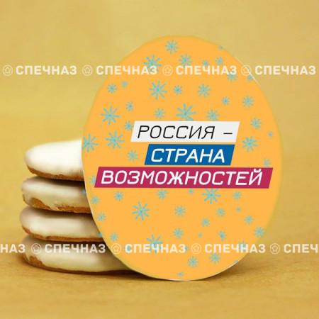 Печенье брендированное "Лидеры России"65мм 66
