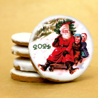 Печенье сувенирное "Дед мороз на санках"