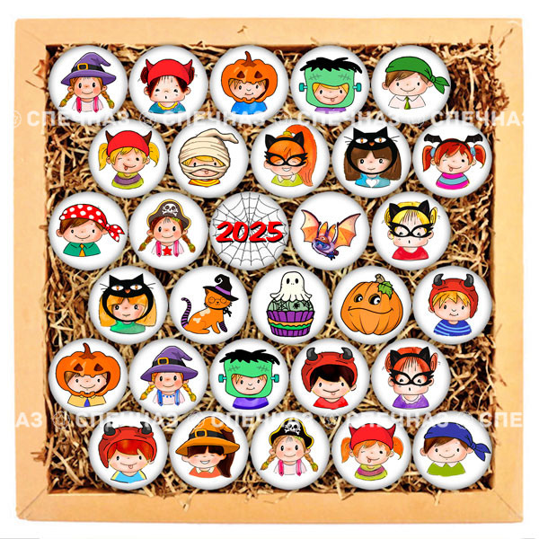 Набор печенья &quot;Классный Хэллоуин&quot; Кусайды - хрустящее песочное печенье, покрытое шоколадной глазурью, с нанесенным изображением.