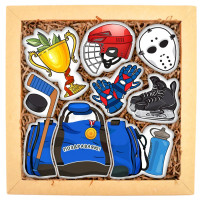 Набор печенья "Настоящему хоккеисту синий"