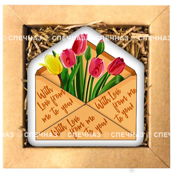 Набор печенья &quot;Письмо из тюльпанов&quot; Тюльпаны в праздничном наборе-открытке!
