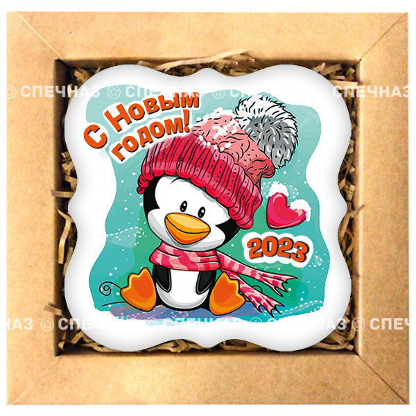 Кусайд-открытка &quot;Пингви&quot; Набор печенья-подарок с изображением пингвина.