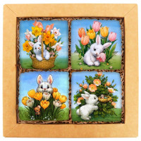 Печенье сувенирное "Зайчата и тюльпаны"