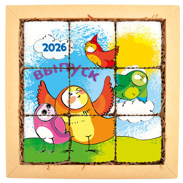 Печенье в подарок учителям и школьникам Набор кусайдов-печенья большой 25Ш012 25Ш012 Кусайды - хрустящее песочное печенье, покрытое шоколадной глазурью, с нанесенным изображением.