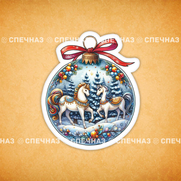 Печенье индивидуальное &quot;Шар новогодний с лошадью&quot; 10 
