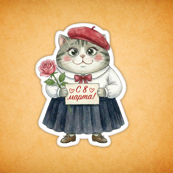 Набор печенья "Кошечка с 8 марта" 7 