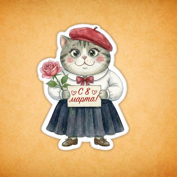 Набор печенья "Котейка с 8 марта" 2 