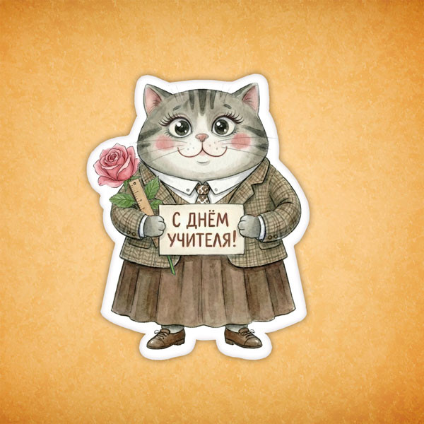 Набор печенья "Кошечка с Днём Учителя" 6 