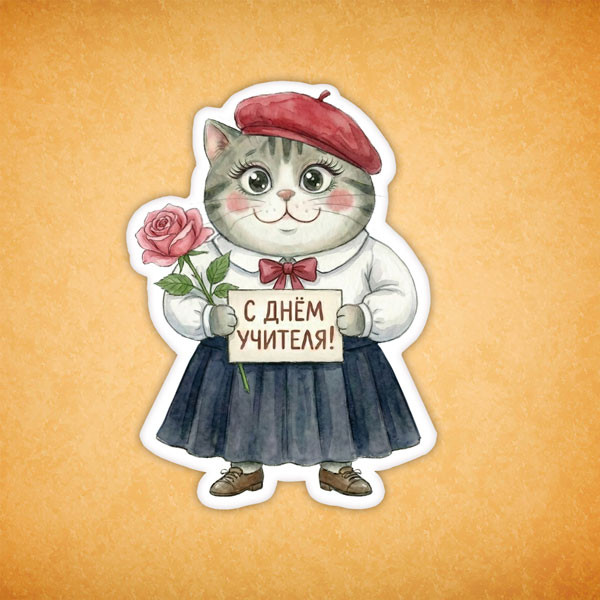 Набор печенья "Котейка с Днём Учителя" 2 