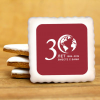 Кусайд - печенье сувенирное 7 см Содис квадрат два лого 