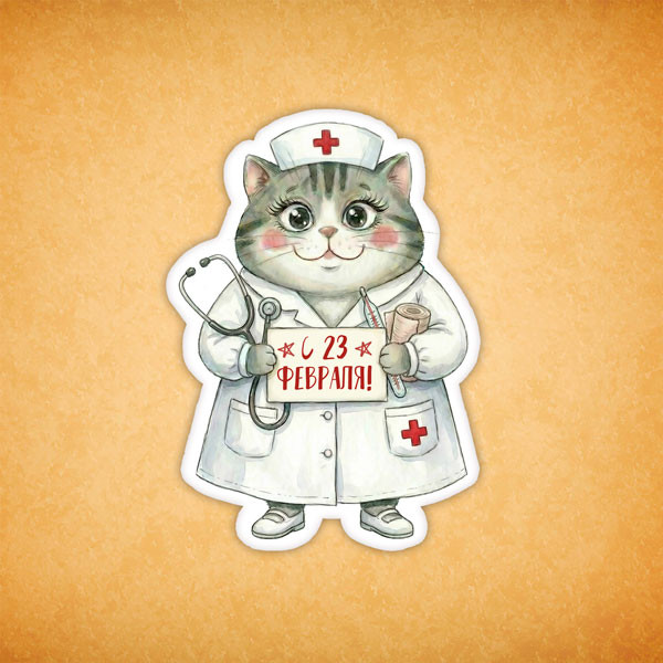 Набор печенья "Кошечка с 23 февраля" 