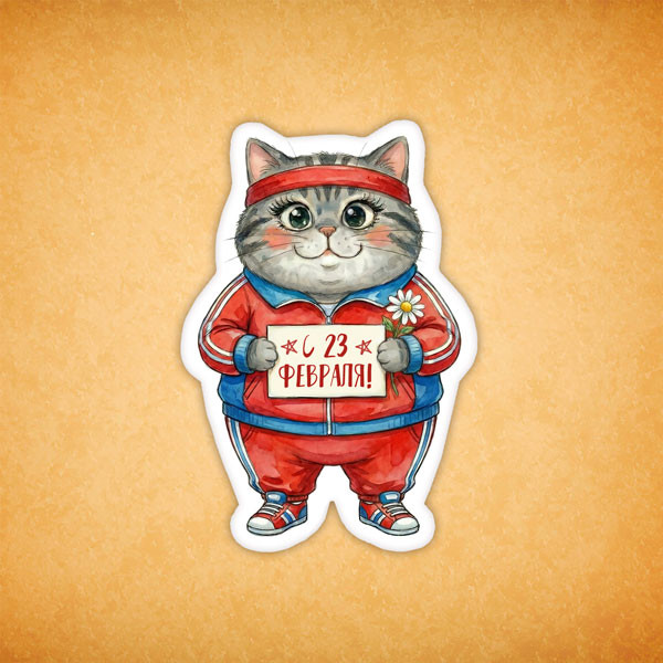 Набор печенья "Кошечка с 23 февраля" 2 