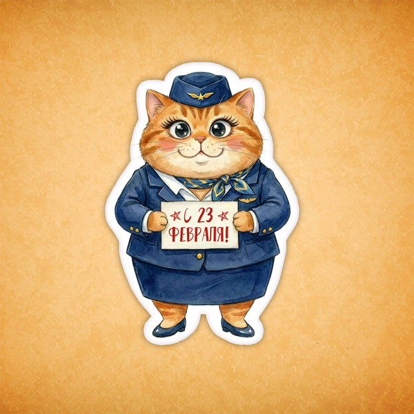 Набор печенья "Кошечка с 23 февраля" 3 