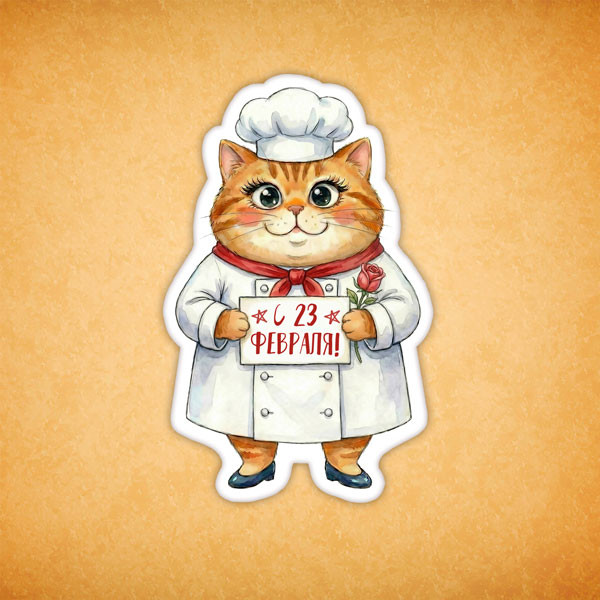 Набор печенья "Кошечка с 23 февраля" 4 