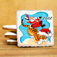 Печенье сувенирное "Дед мороз на тигре"