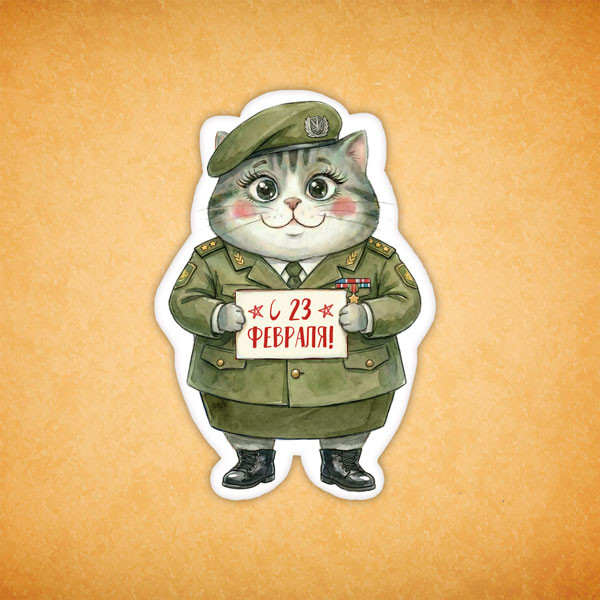 Набор печенья "Кошечка с 23 февраля" 5 