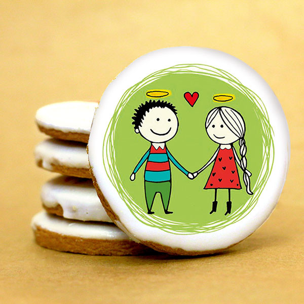 Печенье сувенирное "Парочка" Минимальный тираж 3 шт.
Кусайды - хрустящее песочное печенье, покрытое шоколадной глазурью, с нанесенным изображением.