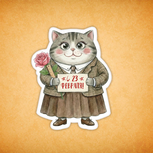 Набор печенья "Кошечка с 23 февраля" 6 