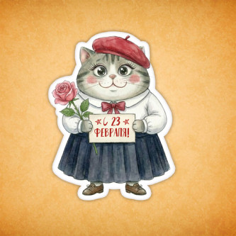 Набор печенья "Кошечка с 23 февраля" 7