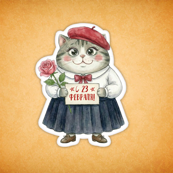 Набор печенья "Кошечка с 23 февраля" 7 