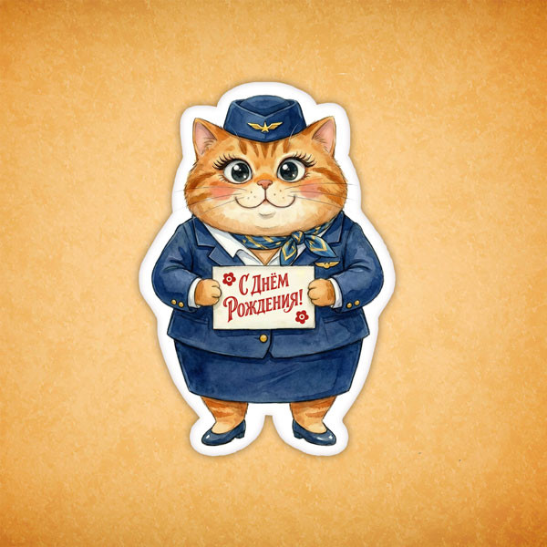 Набор печенья "Кошечка с Днём Рождения" 3 