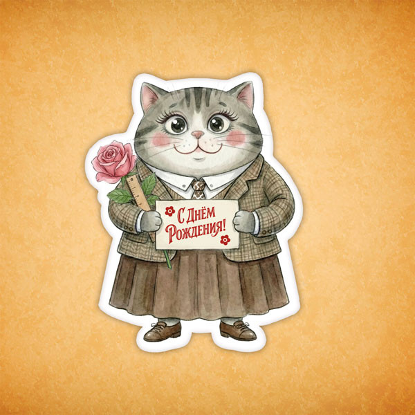 Набор печенья "Кошечка с Днём Рождения" 6 