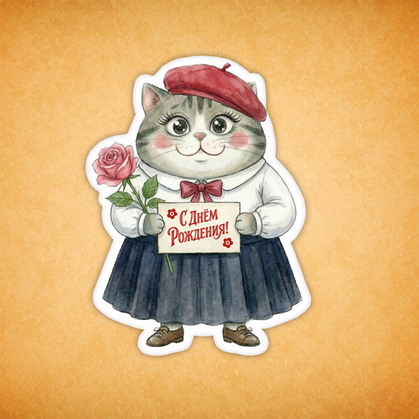 Набор печенья "Кошечка с Днём Рождения" 7 