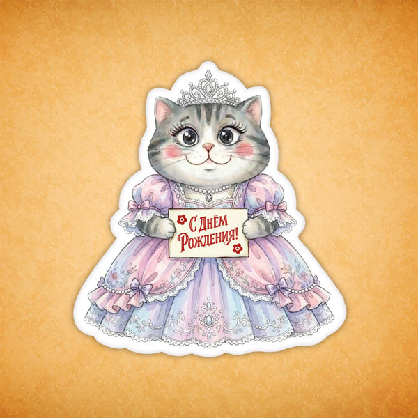 Набор печенья "Кошечка с Днём Рождения" 8 