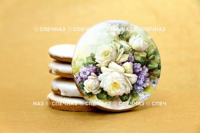 Кусайд - печенье сувенирное в коробочке 8 см Цветы 2 1 