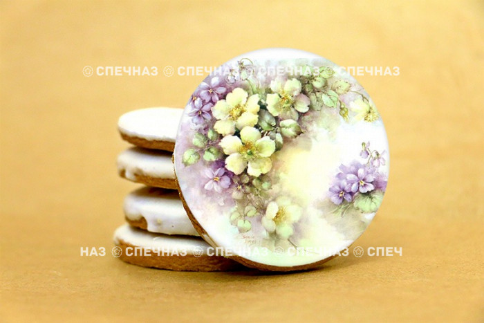 Кусайд - печенье сувенирное в коробочке 8 см Цветы 4 