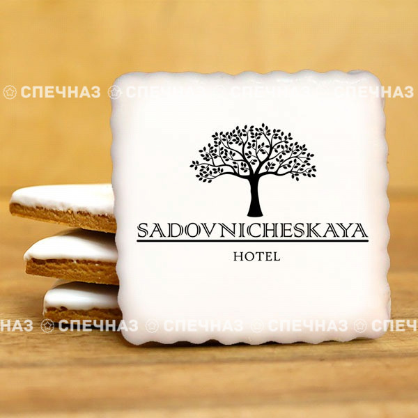 Комплимент гостям отеля (квадратное печенье) Необычный комплимент гостям отеля с Вашим логотипом