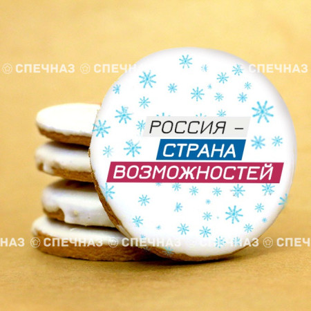 Печенье брендированное "Лидеры России"65мм 57