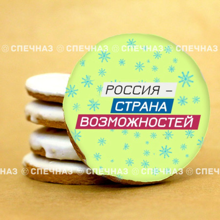 Печенье брендированное "Лидеры России"65мм 59